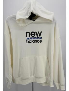 New Balance White Recycled Polyester Hoodie Streetwear XL